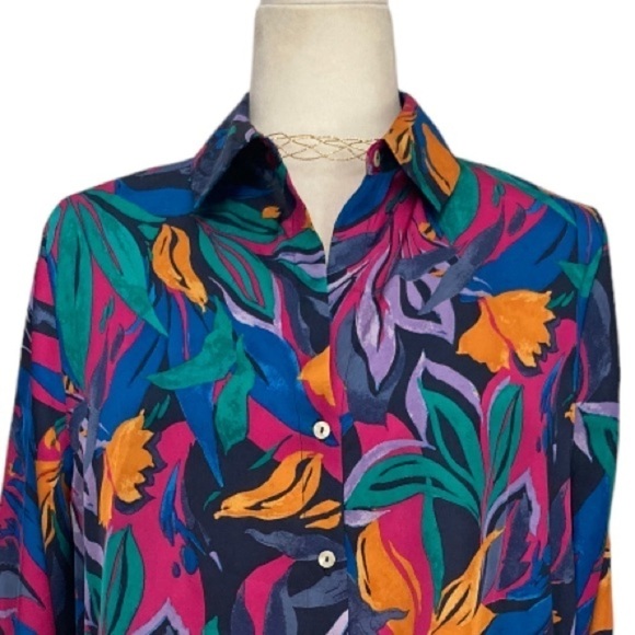 Harper + Blair London Long Sleeve Blouse NWT in Bold Tropical Print - Picture 10 of 13